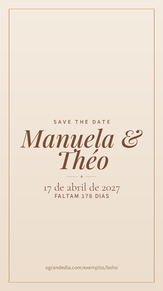 Save the Date no tema Boho, no formato do story